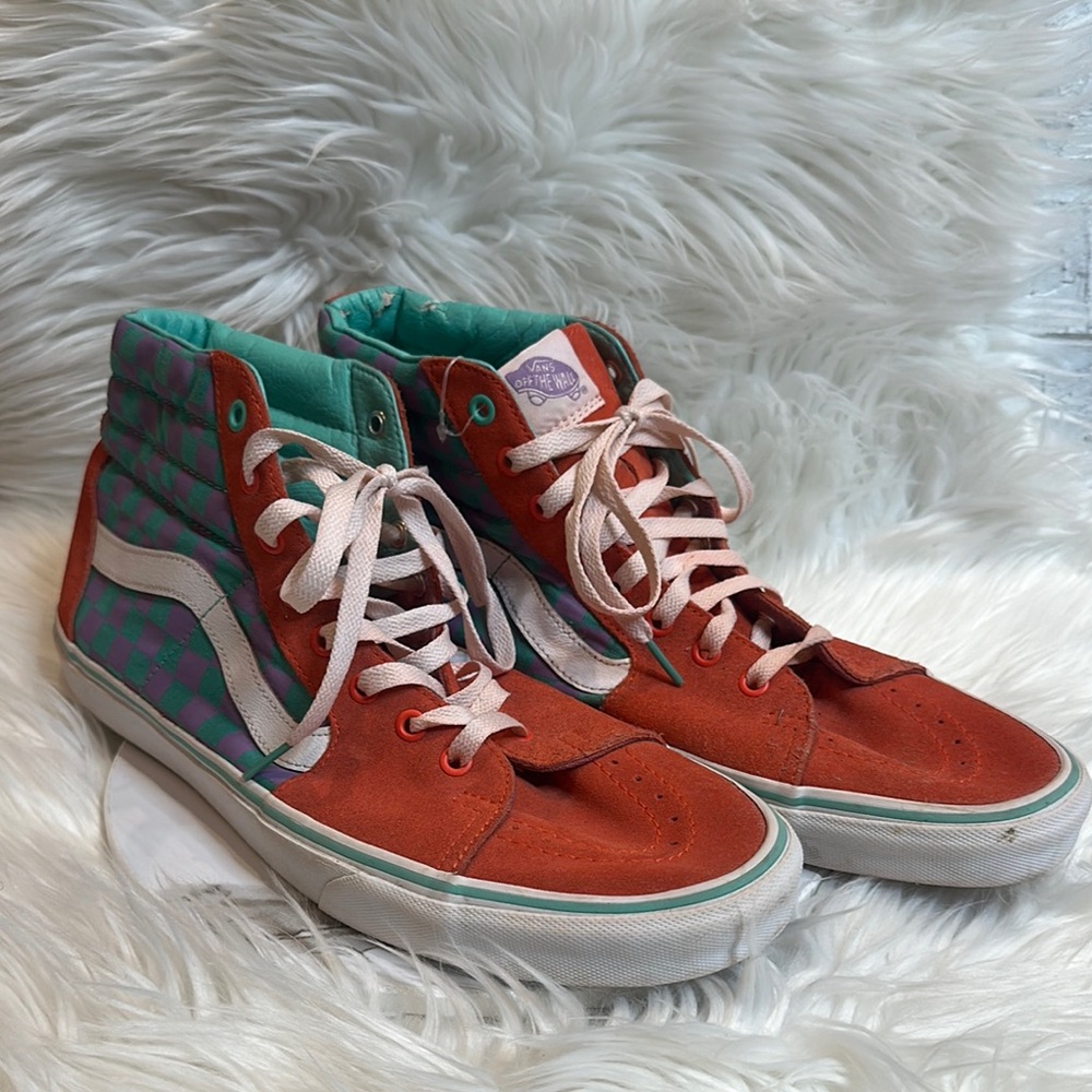 🆕NWOB Mens Vans Orange and Green Sneakers Classic Skate Style, 13